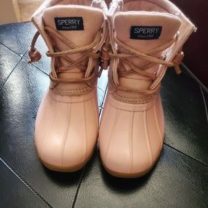Little Kid's Saltwater Pepto pink Sparkle Duck Boot - Duck Boots | Sperry